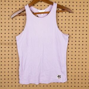 Ted Baker London Ribbed Racerback Tank Top Lilac Purple Floral Patch Size 2